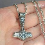 Viking Mjolnir Necklace Norse Vegvisir