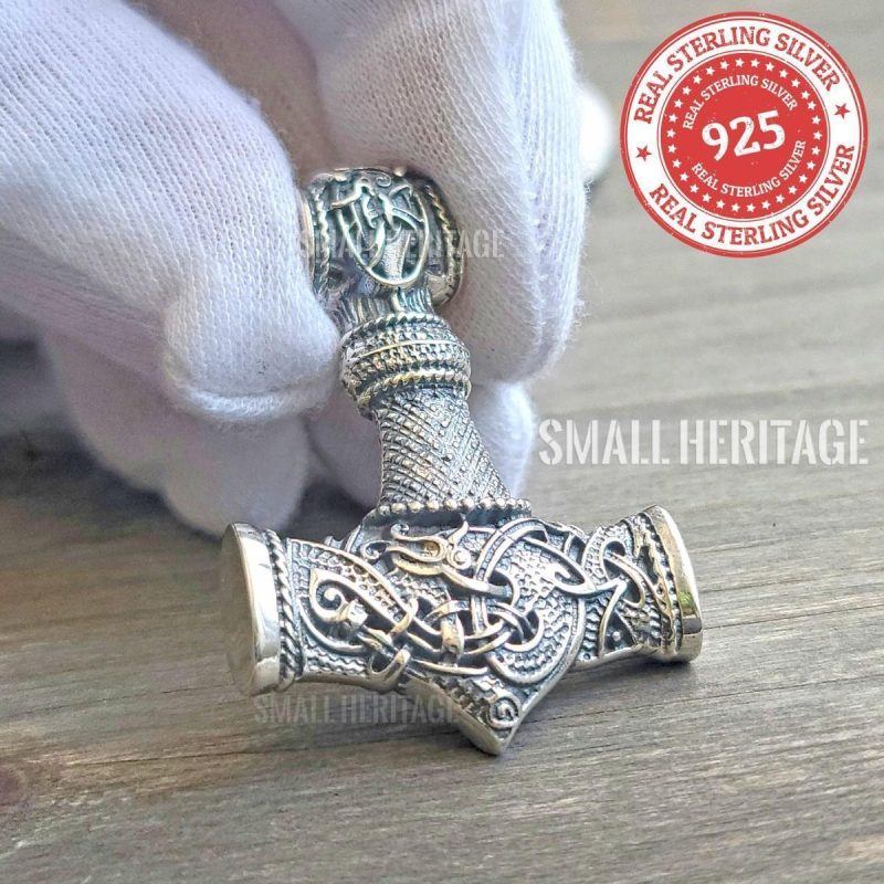 925 Sterling Silver Viking Hammer Mjolnir Pendant