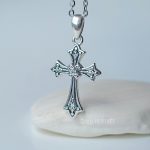 Medieval Style Cross Necklace 925 Sterling Silver