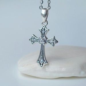 Medieval Style Cross Necklace 925 Sterling Silver