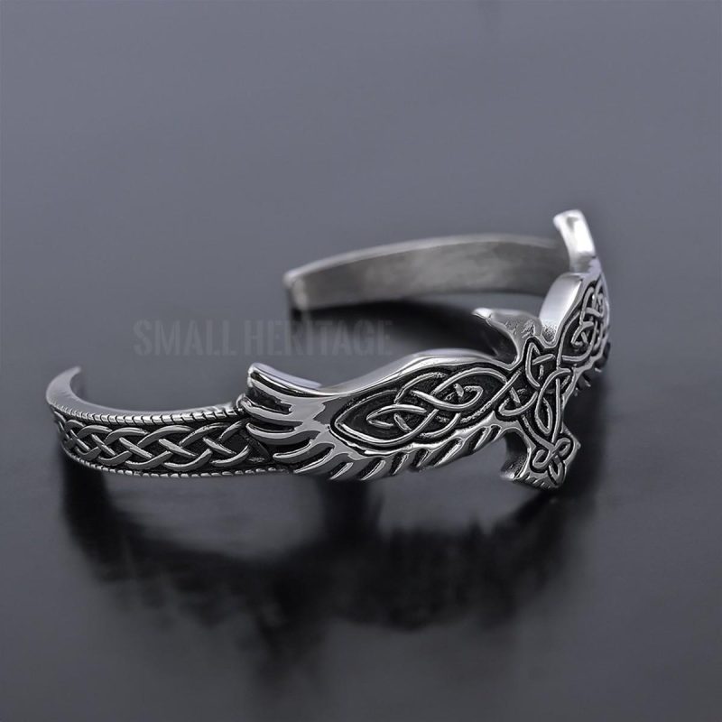Viking Raven Bracelet Celtic knot Adjustable