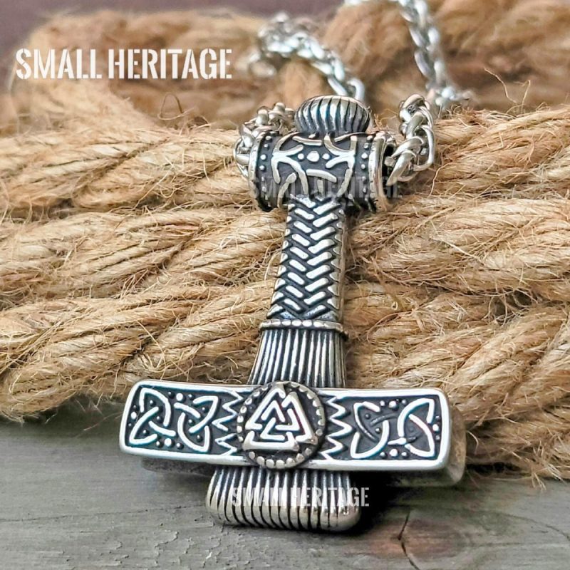 Viking Mjolnir Necklace Hammer Pendant Valknut Norse Men