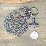 Viking Wolf Head Byzantine Chain Necklace Norse Hammer Mjolnir Pendant For Men