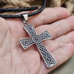 Large Celtic Cross Necklace Irish knot Pendant