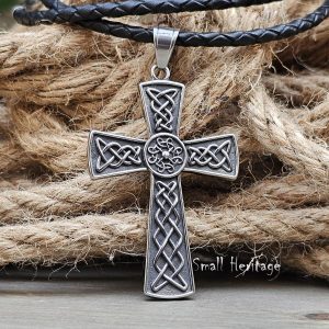 Large Celtic Cross Necklace Irish knot Pendant