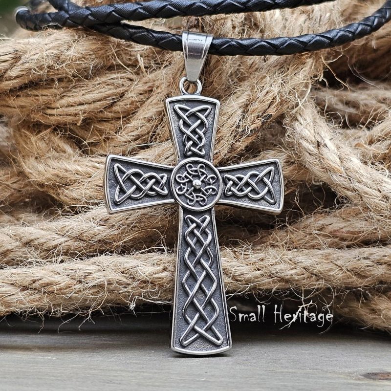Large Celtic Cross Necklace Irish knot Pendant