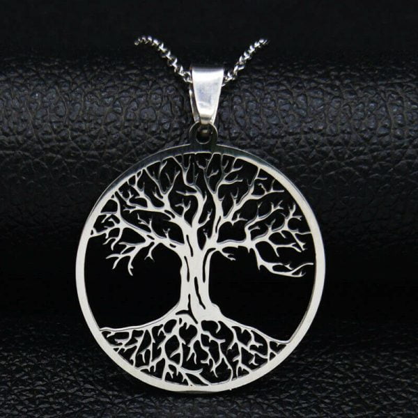 Tree of Life Pendant, Stainless Steel Necklace Silver, Gold, Black Colors