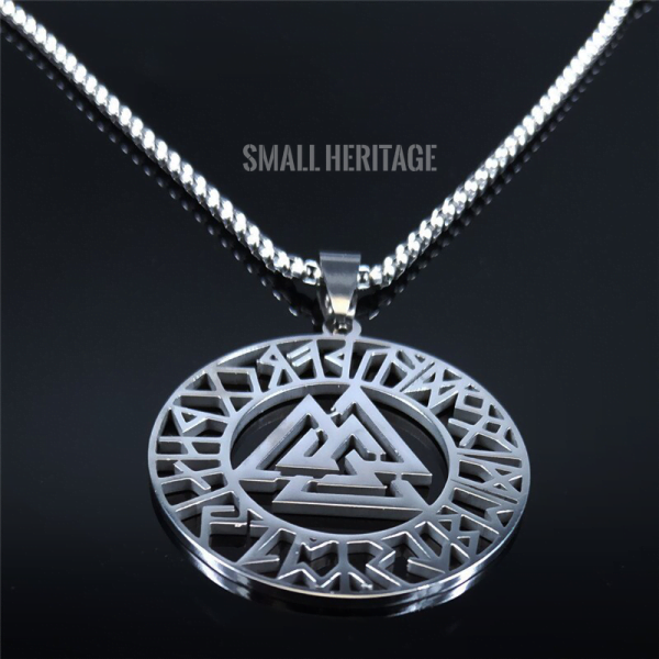 Viking Amulet Pendant Stainless Steel Norse Necklace Nordic Runes Odin Women Men