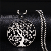Fashion Tree of Life Stainless Steel Necklace Pendant for Women Men Silver Color