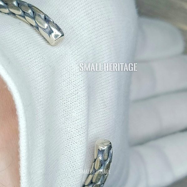 925 Sterling Silver Men Bracelet Vintage Style Cuff Arm Ring Medieval Bangle