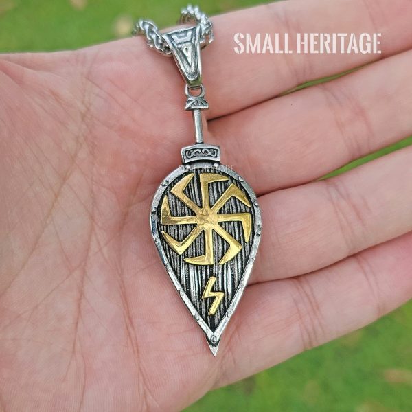 Viking Slavic Stainless Steel Shield Necklace Vegvisir Kolovrat Amulet Rune Men