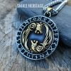 Viking Stainless Steel Necklace Geri and Freki Rune Wolf Valknut Pendant Nordic - Image 2