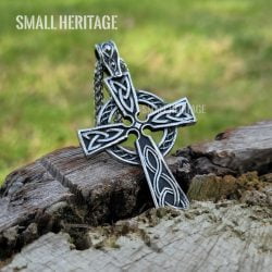 Stainless Steel Irish Celtic Cross Necklace Norse Viking Knot Large Pendant Men