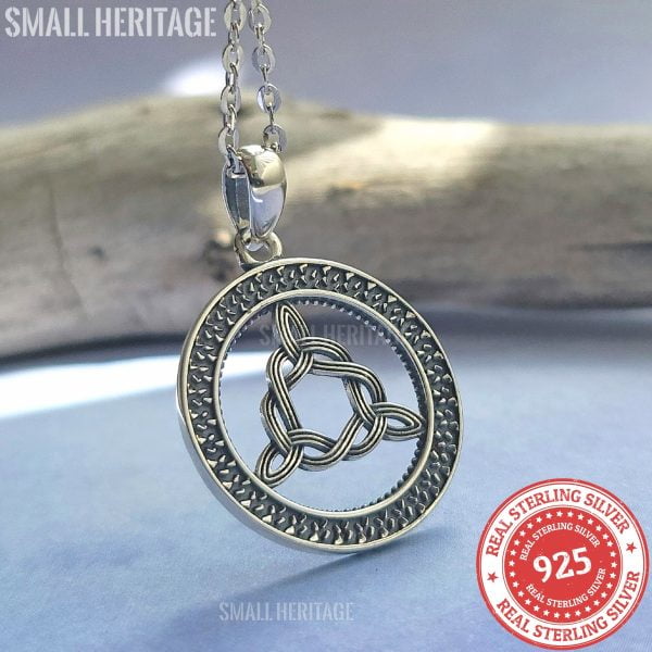 Celtic Knot Necklace 925 Sterling Silver Irish Pendant Trinity Amulet Chain