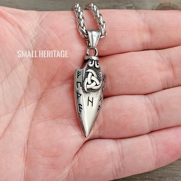 Viking Spear Necklace Stainless Steel Pendant Chain Amulet