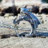 925 Sterling Silver Dragon Necklace Amulet Pendant 20.8 In Chain