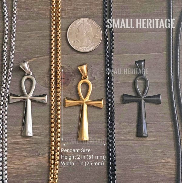 Ankh Necklace Stainless Steel Key Of Life Pendant Chain Ancient Egyptian Amulet