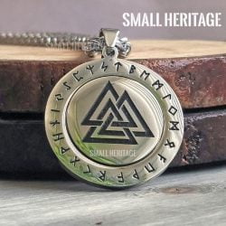 Rotating Stainless Steel Valknut Necklace Viking Pendant Norse Runes