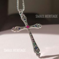 Large Cross Necklace 925 Sterling Silver Christian Pendant Chain Zircon