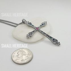 Large Cross Necklace 925 Sterling Silver Christian Pendant Chain Zircon