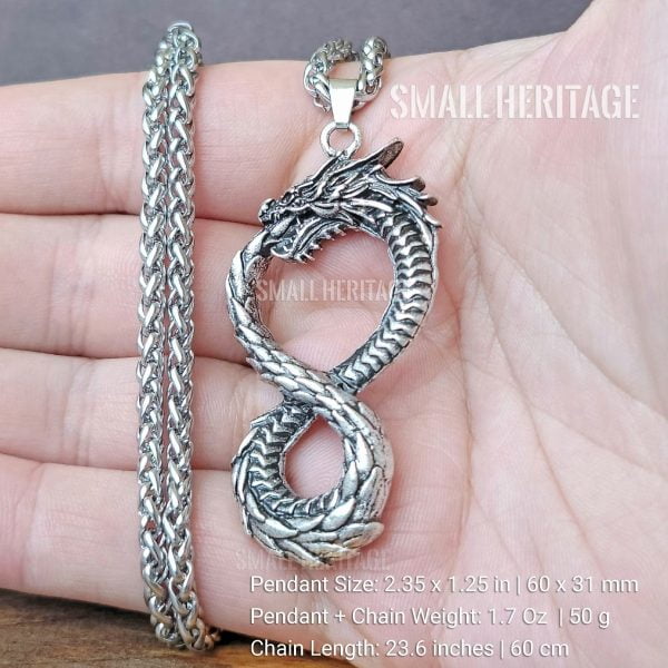 Large Dragon Necklace Serpent Eating Its Own Tail infinity The Cycle Of Birth