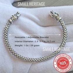 SMALL HERITAGE 925 Sterling Silver Viking Bracelet Norse Cuff Medieval Style Arm Ring