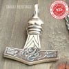 Viking Mjolnir Necklace 925 Sterling Silver Raven Pendant Celtic Knot