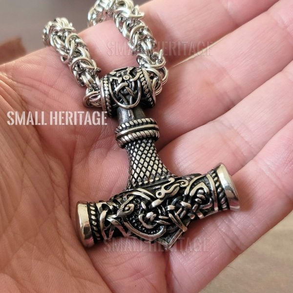 Large Viking Stainless Steel Necklace Norse Amulet