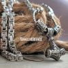 Viking King Necklace Stainless Steel Hammer Pendant Chain Mjolnir - Image 2