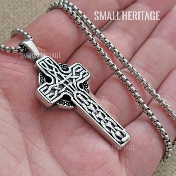 Celtic Cross Necklace Irish Knot Pendant Viking Stainless Steel