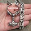 Viking King Necklace Stainless Steel Hammer Pendant Chain Mjolnir - Image 8