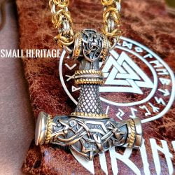 Large Viking Stainless Steel Necklace Norse Amulet Pendant Thor Hammer Mjolnir