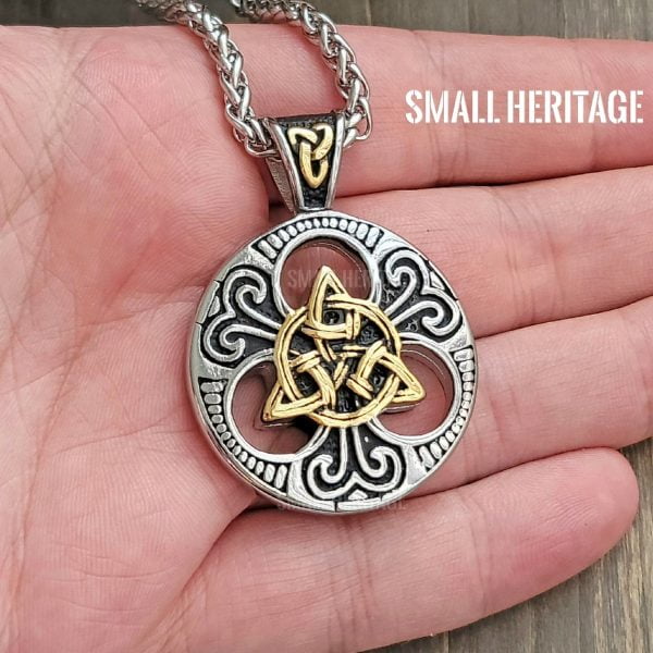 Celtic Knot Necklace Stainless Steel Trinity Pendant Chain