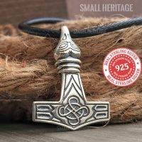 Viking Mjolnir Necklace 925 Sterling Silver Raven Pendant Celtic Knot