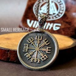 Viking Vegvisir Necklace Stainless Steel Norse Valknut Amulet Pendant