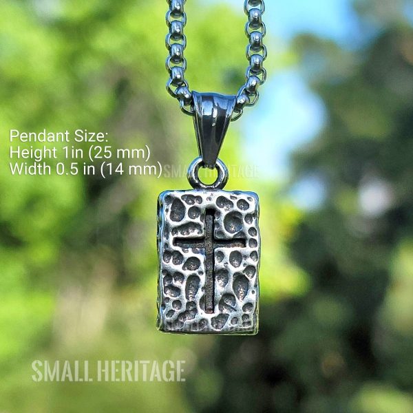 Cross Necklace Ancient Style Christian Amulet Stainless Steel Pendant Men Women