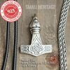 Viking Mjolnir Necklace 925 Sterling Silver Raven Pendant Celtic Knot