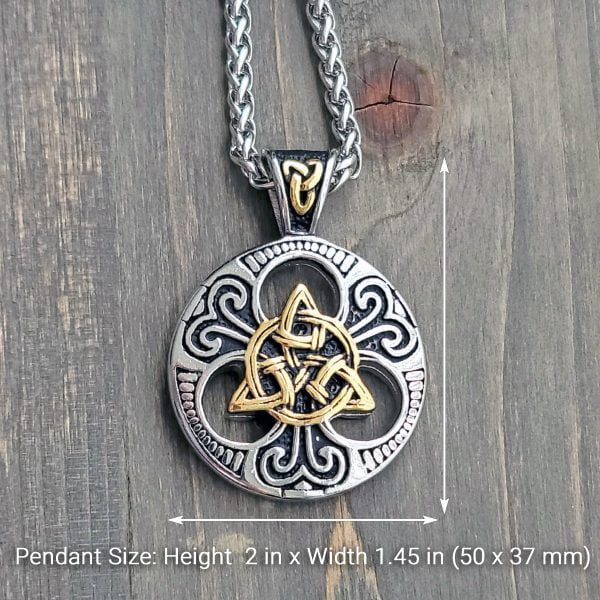 Celtic Knot Necklace Stainless Steel Trinity Pendant Chain