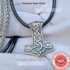 925 Sterling Silver Viking Hammer Mjolnir Pendant Norse Amulet Raven Necklace - Image 2
