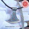 Viking Axe Necklace 925 Sterling Silver Norse Pendant Vegvisir Amulet