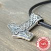 925 Sterling Silver Viking Hammer Mjolnir Pendant Norse Amulet Raven Necklace - Image 4