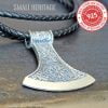 Viking Axe Necklace 925 Sterling Silver Norse Pendant Vegvisir Amulet