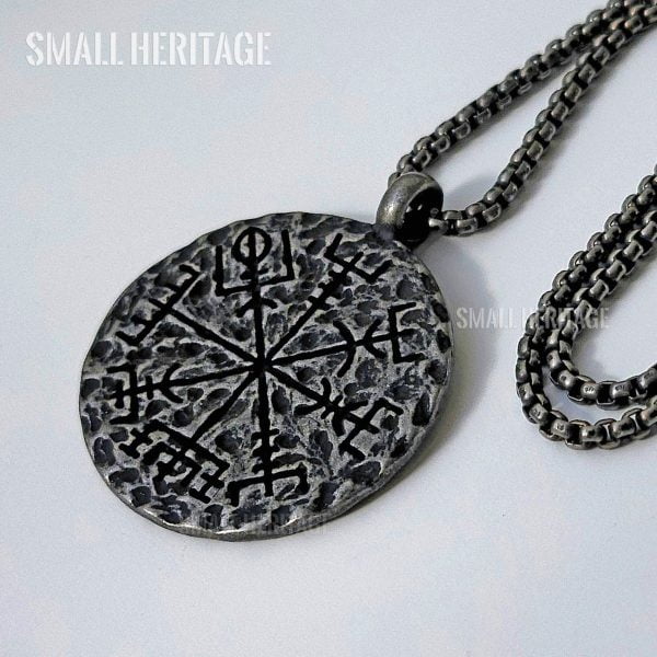 Viking Compass Necklace Stainless Steel Norse Vegvisir Amulet Pendant Thor Men