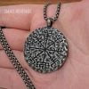 Viking Compass Necklace Stainless Steel Norse Vegvisir Amulet Pendant Thor Men