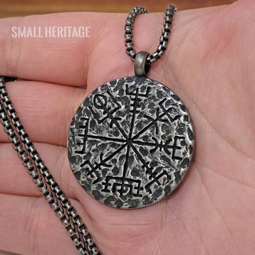 Viking Compass Necklace Stainless Steel Norse Vegvisir Amulet Pendant Thor Men