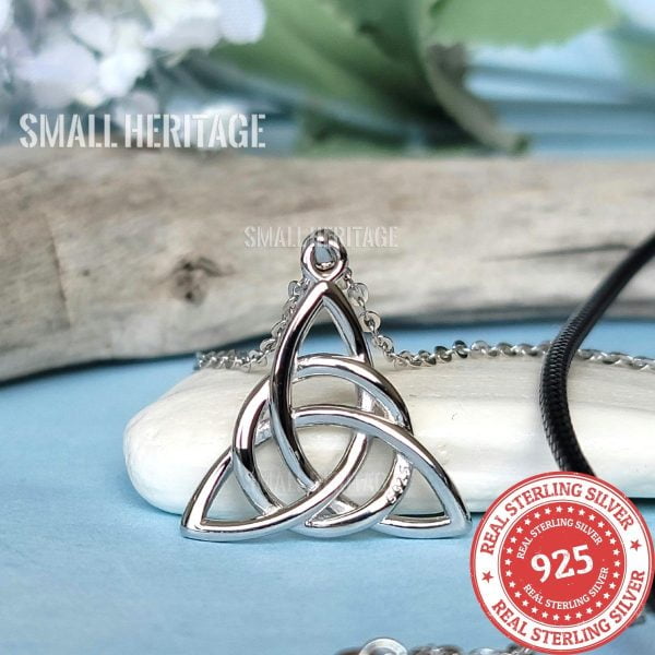 Celtic Knot Necklace 925 Sterling Silver Irish Amulet Trinity Pendant Chain Rope