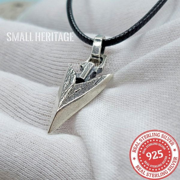 925 Sterling Silver Small Arrowhead Pendant Necklace Rope Amulet