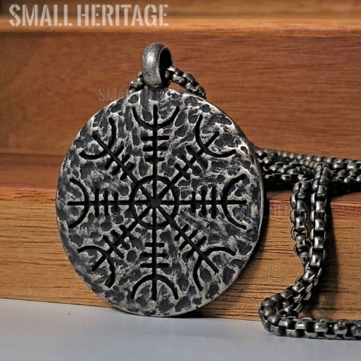 Viking Compass Necklace Stainless Steel Norse Vegvisir Amulet Pendant Thor Men