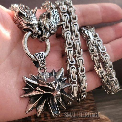 Wolf Head Large Heavy Witcher Necklace Stainless Steel Pendant