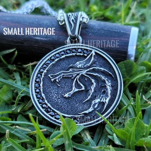 Wolf Head Stainless Steel Necklace Wizard Witcher Amulet